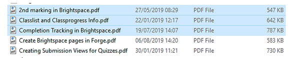 Selected files in a folder on your computer